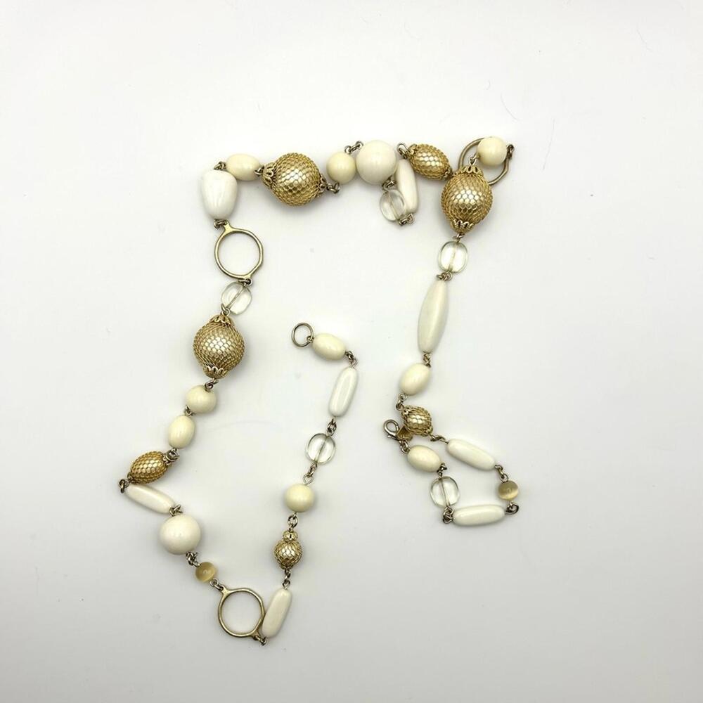 Cookie Lee 90’s Bracelet Gold White and Clear Beads